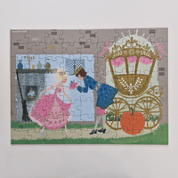 Jigsaw puzzle with a princess and prince design on a white background