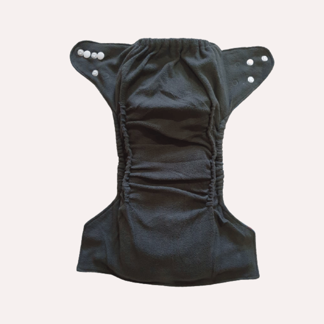 Charcoal bamboo cloth nappy lining on a white background