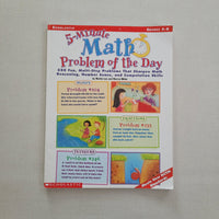 Educational book titled '5-Minute Math Problem of the Day' on a gray background