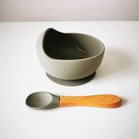 Silicone suction bowl and spoon set