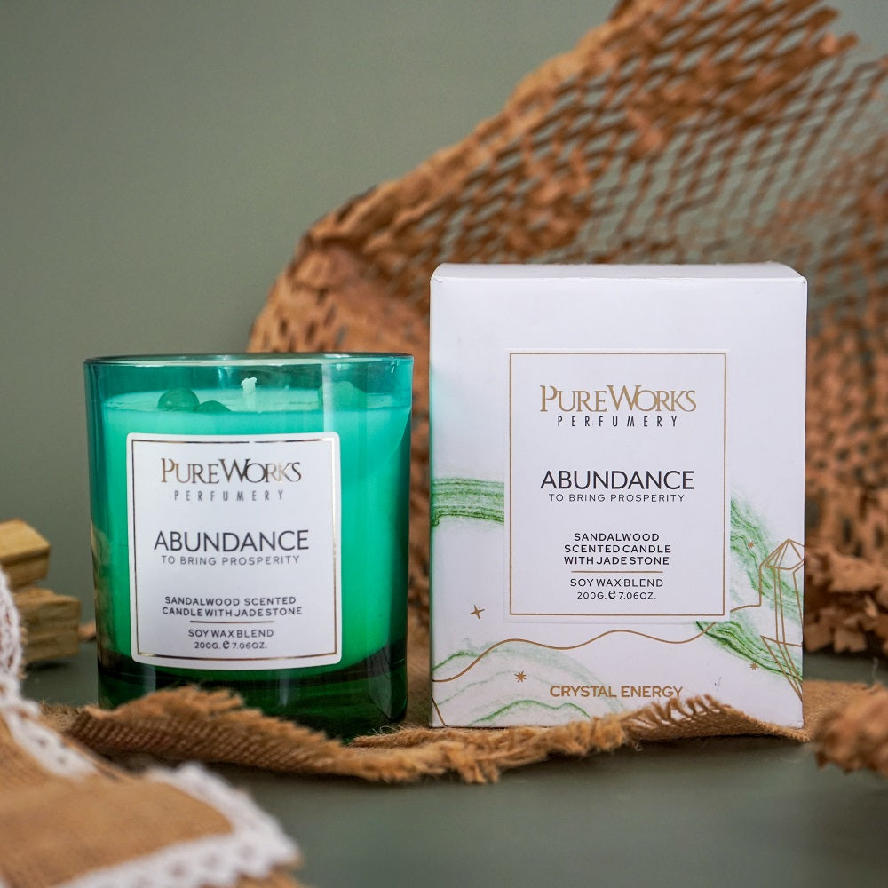 Abundance Sandalwood & Jade Crystal Energy Candle