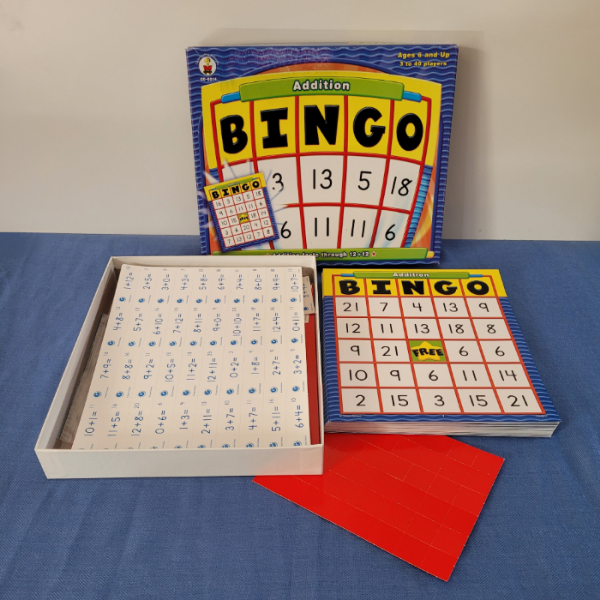 Addition Bingo game boards and calling card