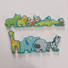 Set of colorful animal-shaped puzzle pieces on a white background