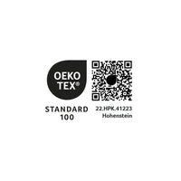 OEKO-TEX Standard 100 logo with a QR code on a white background