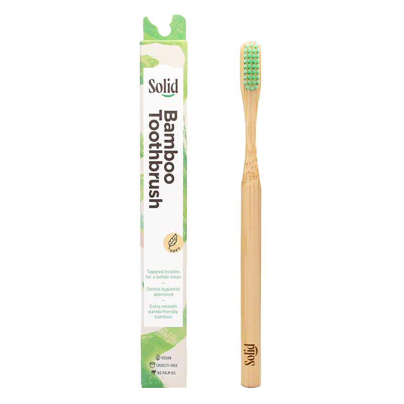 Bamboo toothbrush with packaging on a white background