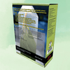 Product packaging with text and a plant image on a green gradient background
