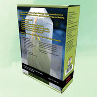 Product packaging with text and a plant image on a green gradient background