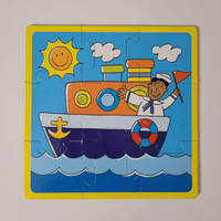Children's puzzle with a boat and sailor design on a blue background