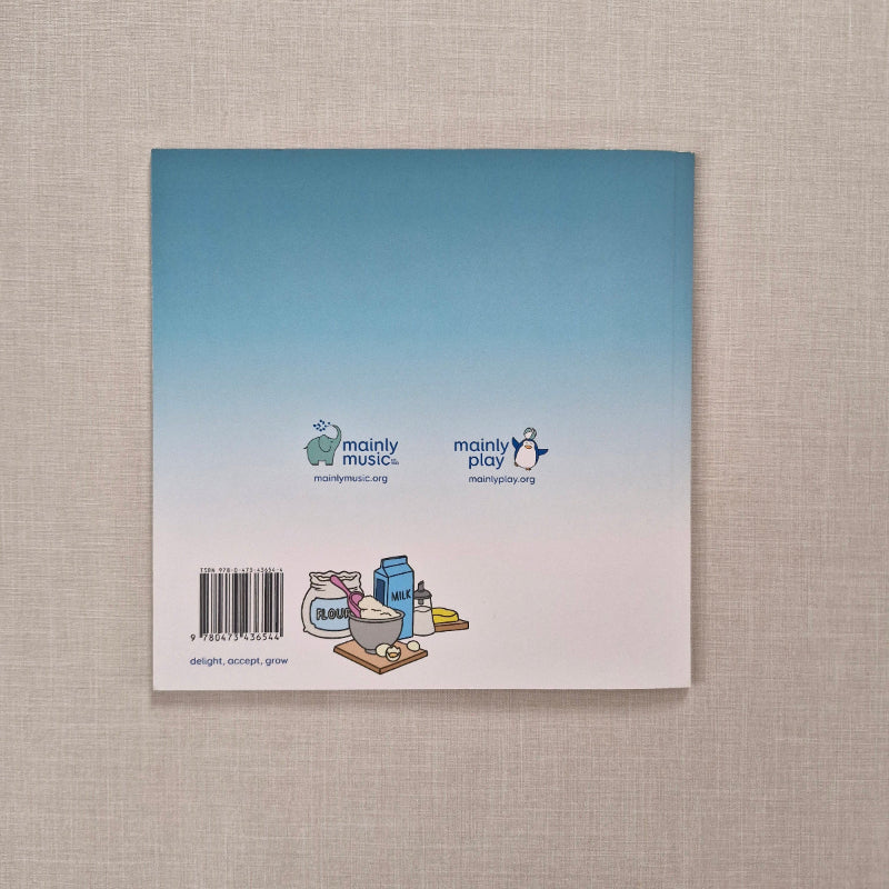 Back cover of a book with a gradient blue design and a barcode on a textured beige background