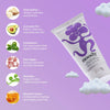 Noody skincare product with ingredients listed on a purple background