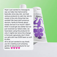 Noody Calm Balm product with a positive customer review on a green background