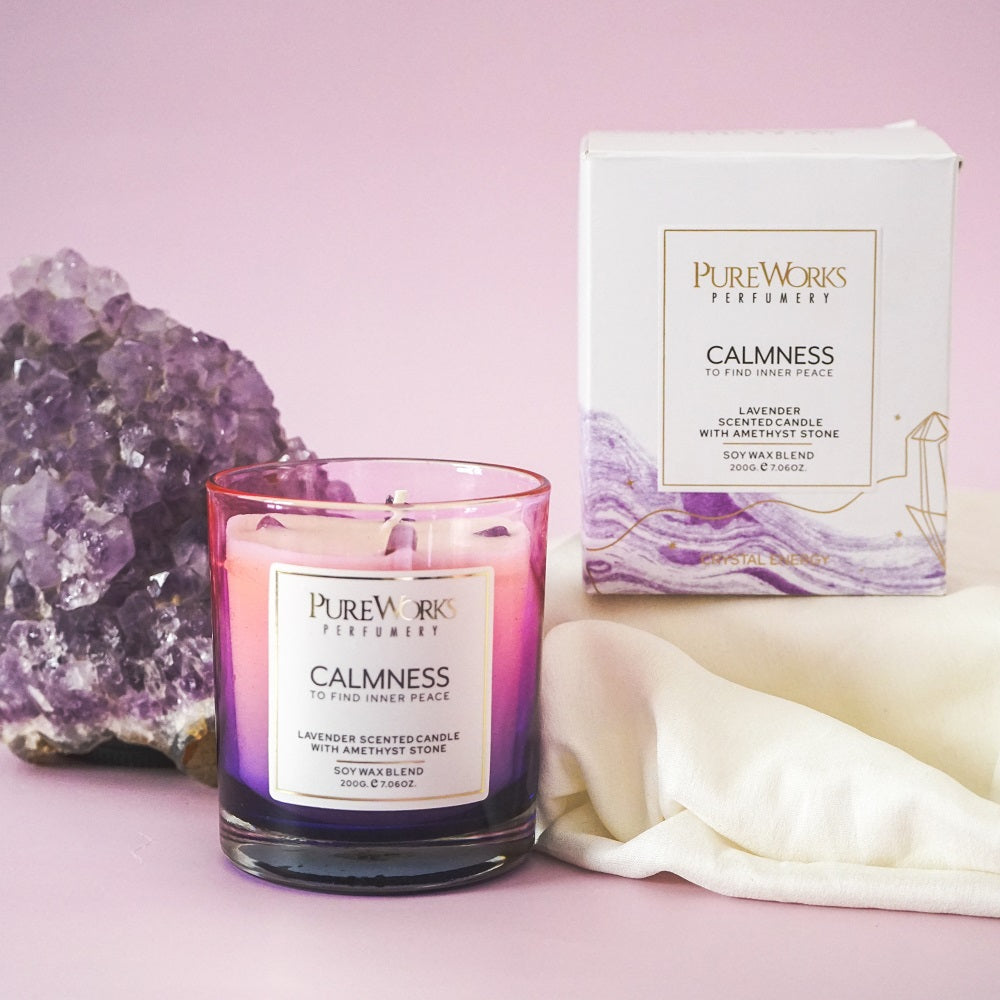 Calmness Lavender & Amethyst Crystal Energy Candle
