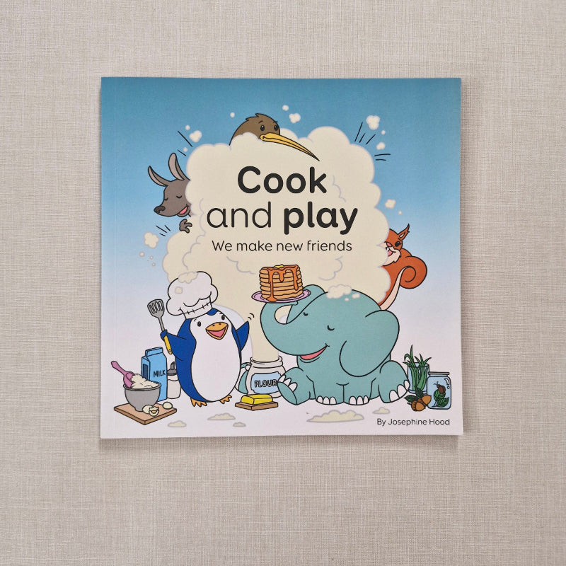 Children's book cover with cartoon characters and text on a textured surface