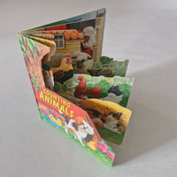 Children's animal-themed book on a gray background