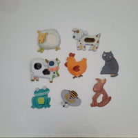 Set of colourful animal-shaped puzzle pieces on a white background