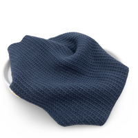 Midnight Navy Blue knitted organic cotton face cloth on a white background