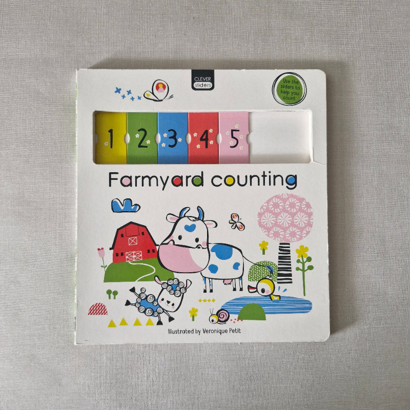 Children's book titled 'Farmyard Counting' 