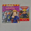 Two 'Fireman Sam' books on a grey surface