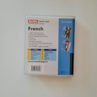 reverse side of the Berlitz French travel pack outlining contents of pack