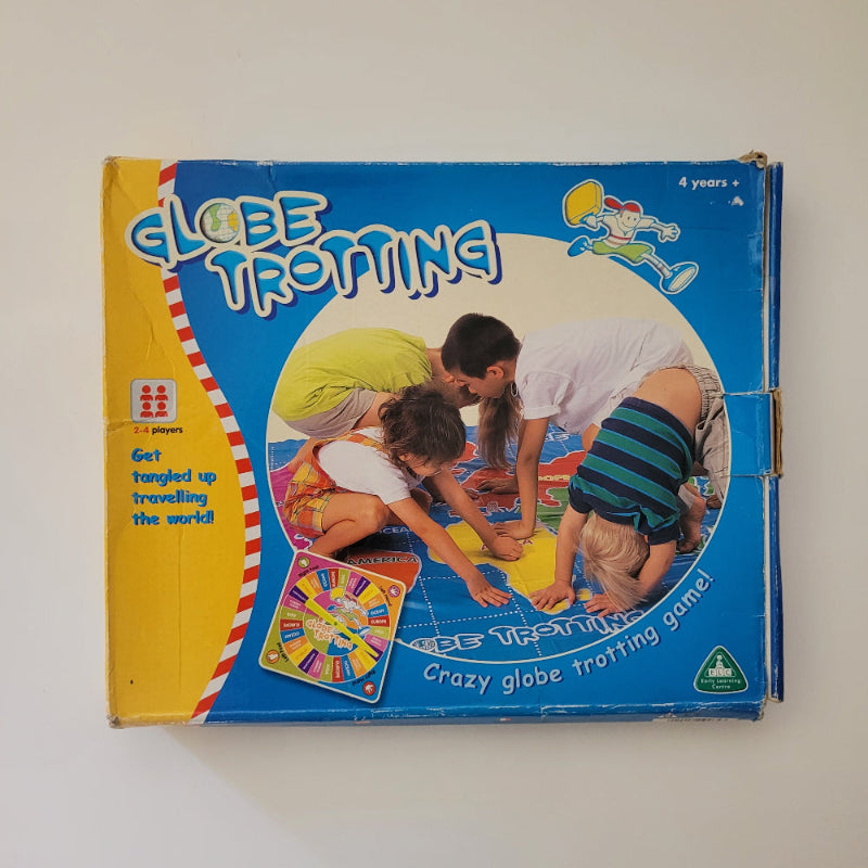 Board game box titled 'Globe Trotting' with children playing on the cover against a white background.