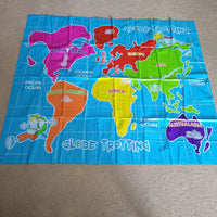Colourful world map on a blue background with 'Globe Trotting' branding.