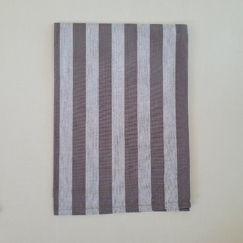 image of a grey striped tea towel