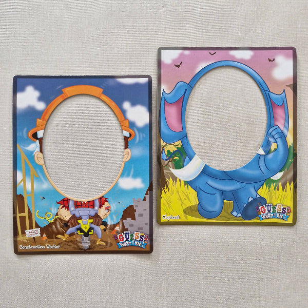 Two cartoon-themed mirrors on a textured surface