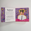 Open Hi-5 book featuring Kelly's portrait and text on a white background