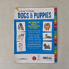 Back cover of a book titled 'How to Draw Dogs & Puppies' with illustrations and text on a textured surface.