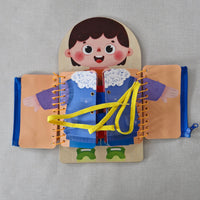 Children's educational toy with character design on a gray background