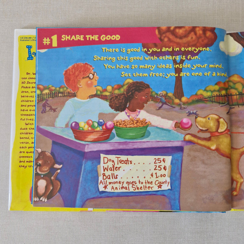 Colourful children's book illustration with animals and text on a gray background
