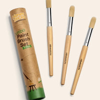 Three jumbo paintbrushes with natural wooden handles and bristles, packaged in a cylindrical cardboard container with 'HONEYSTICKS' branding.