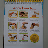 Instructional book page on cooking skills with images and text.