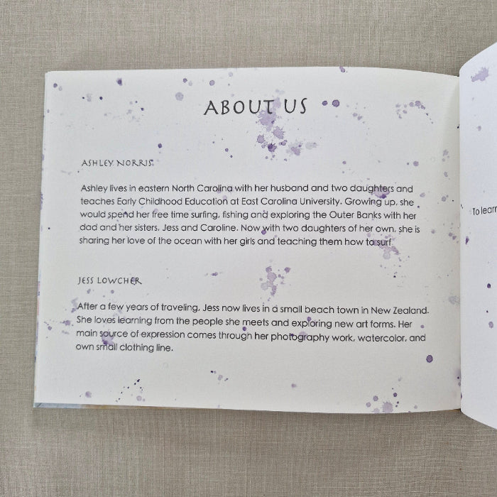 'About Us'  page in back of book