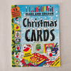 Book cover of 'Make and Colour Christmas Cards' with illustrations and text on a textured background