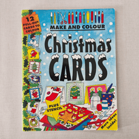 Book cover of 'Make and Colour Christmas Cards' with illustrations and text on a textured background