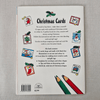 Back cover of a book titled 'Christmas Cards' with illustrations and text on a grey background