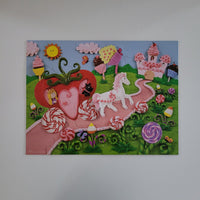Children's puzzle with colourful characters and elements on a white background