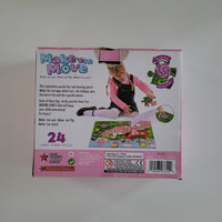 Back of a 'Make em Move' puzzle box with illustrations and text on a white background