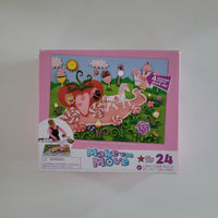Children's puzzle box with colourful design on a white background