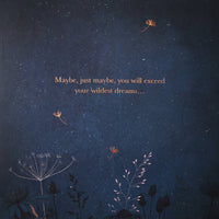 text 'Maybe you will exceed your wildest dreams' on a blue background