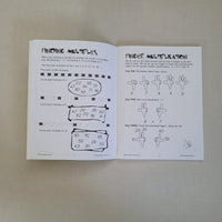 Two book pages with maths educational content on a beige background