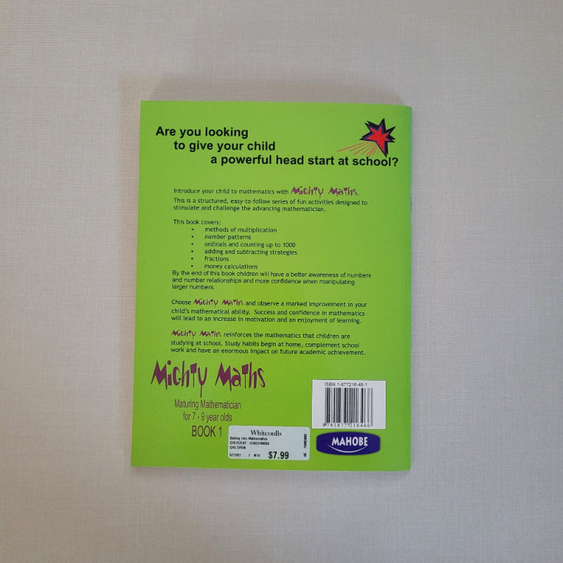 Green book back cover with text and a barcode on a light gray background
