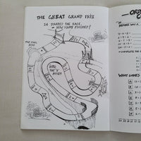Hand-drawn board game layout titled 'The Great Grand Prix' in maths book