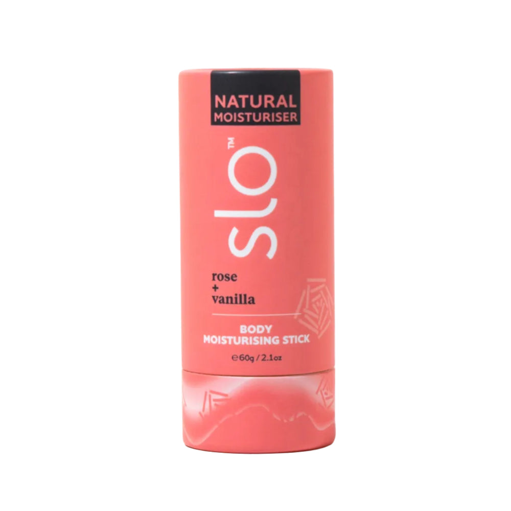 Body moisturizing stick with 'slo' branding on a white background