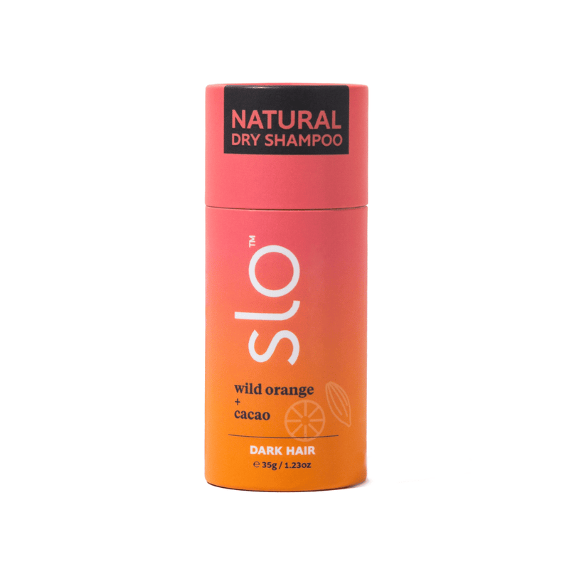 SLO natural dry shampoo can with gradient design on a white background