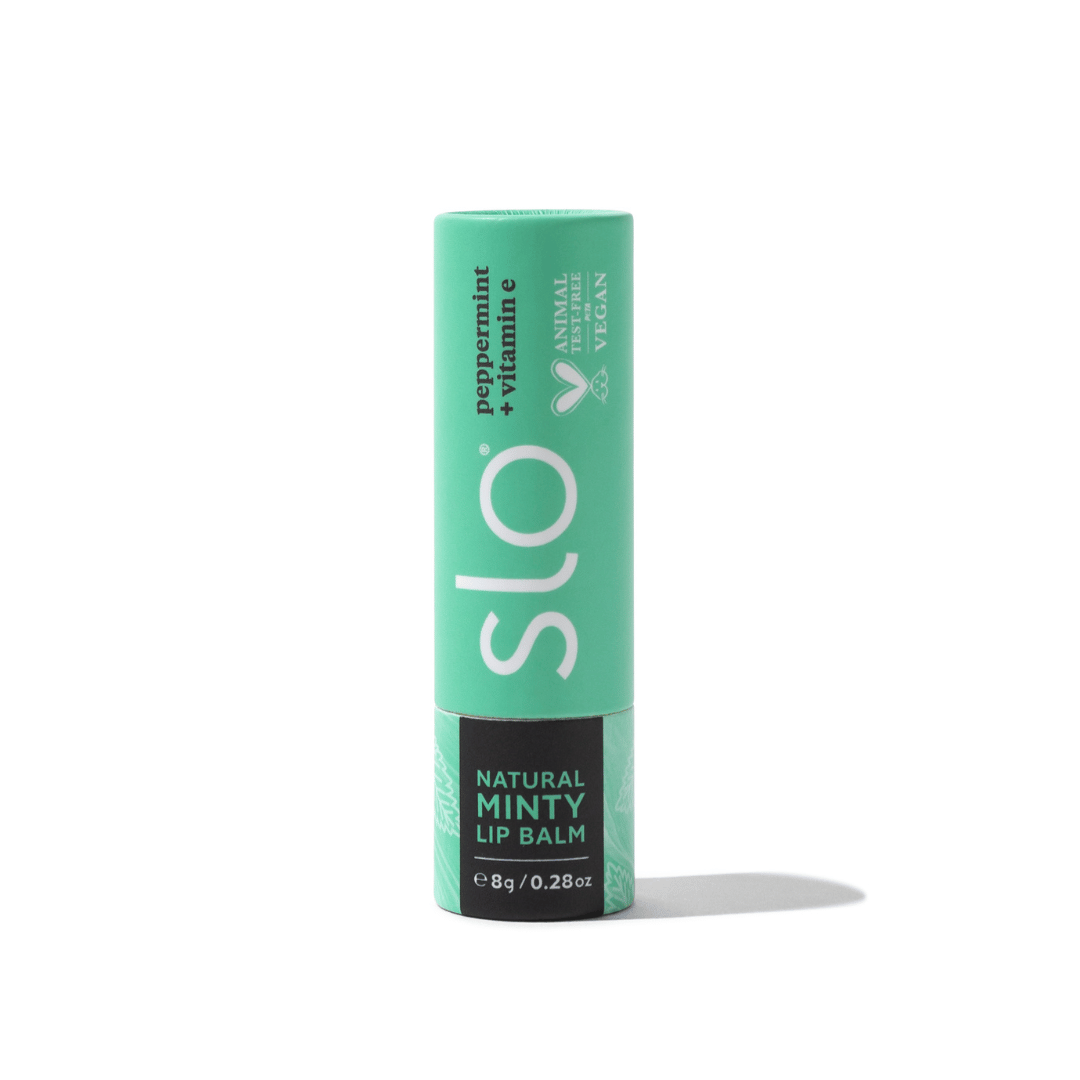 SLO Natural Minty Lip Balm on a white background