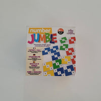 Colourful game box with 'Number Jumble' text on a white background