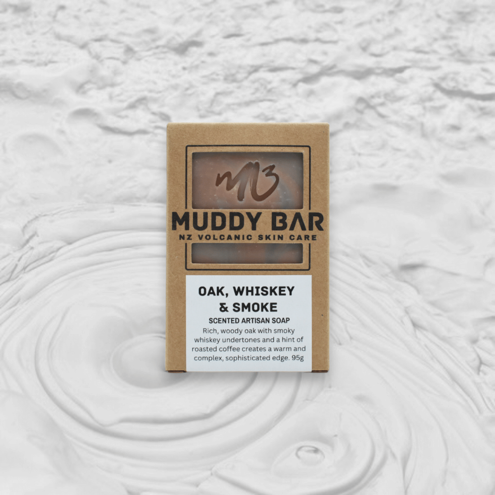 Muddy Bar soap packaging on a textured white background