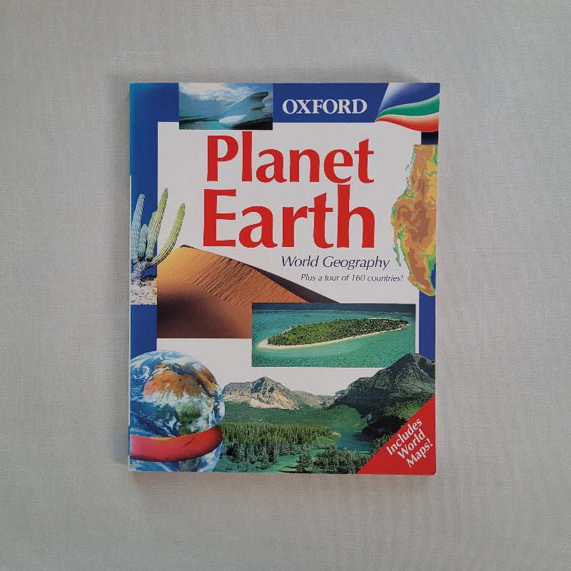 Book titled 'Planet Earth' by Oxford on a gray background